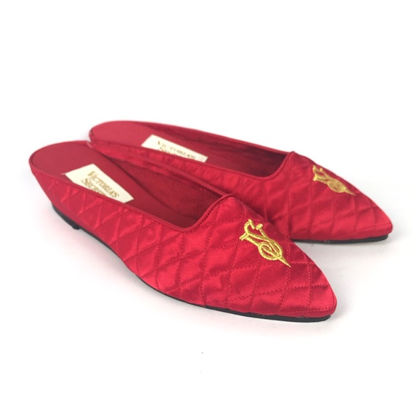 Victoria's Secret Shoes - Victoria Secret Red Quilted Mule Slippers Size 7-8